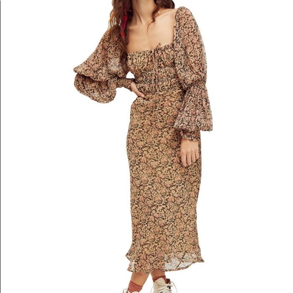 Free People Aglow Long Sleeve Midi Dress